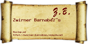 Zwirner Barnabás névjegykártya